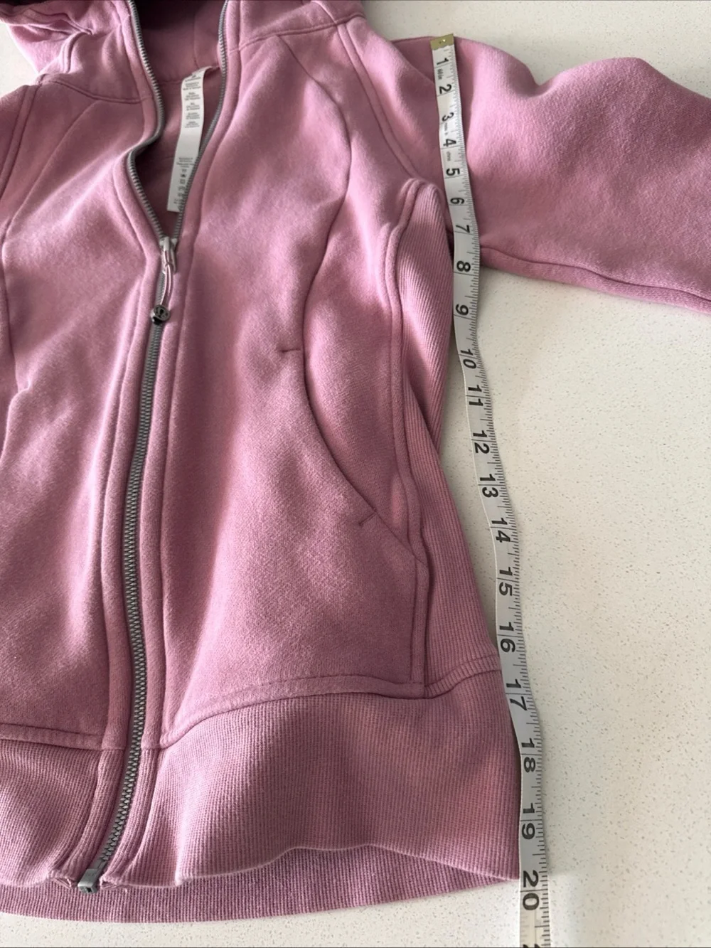Lululemon Scuba Full Zip Hoodie Size 2 Powder Pink Cotton Jacket Pockets